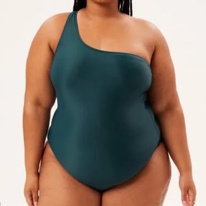 Girlfriend collective one shoulder one piece swimwear bathing suit